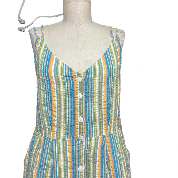 Roller Rabbit Seersucker Lindy Dress Rainbow Stripe Size Medium - Picture 3 of 11